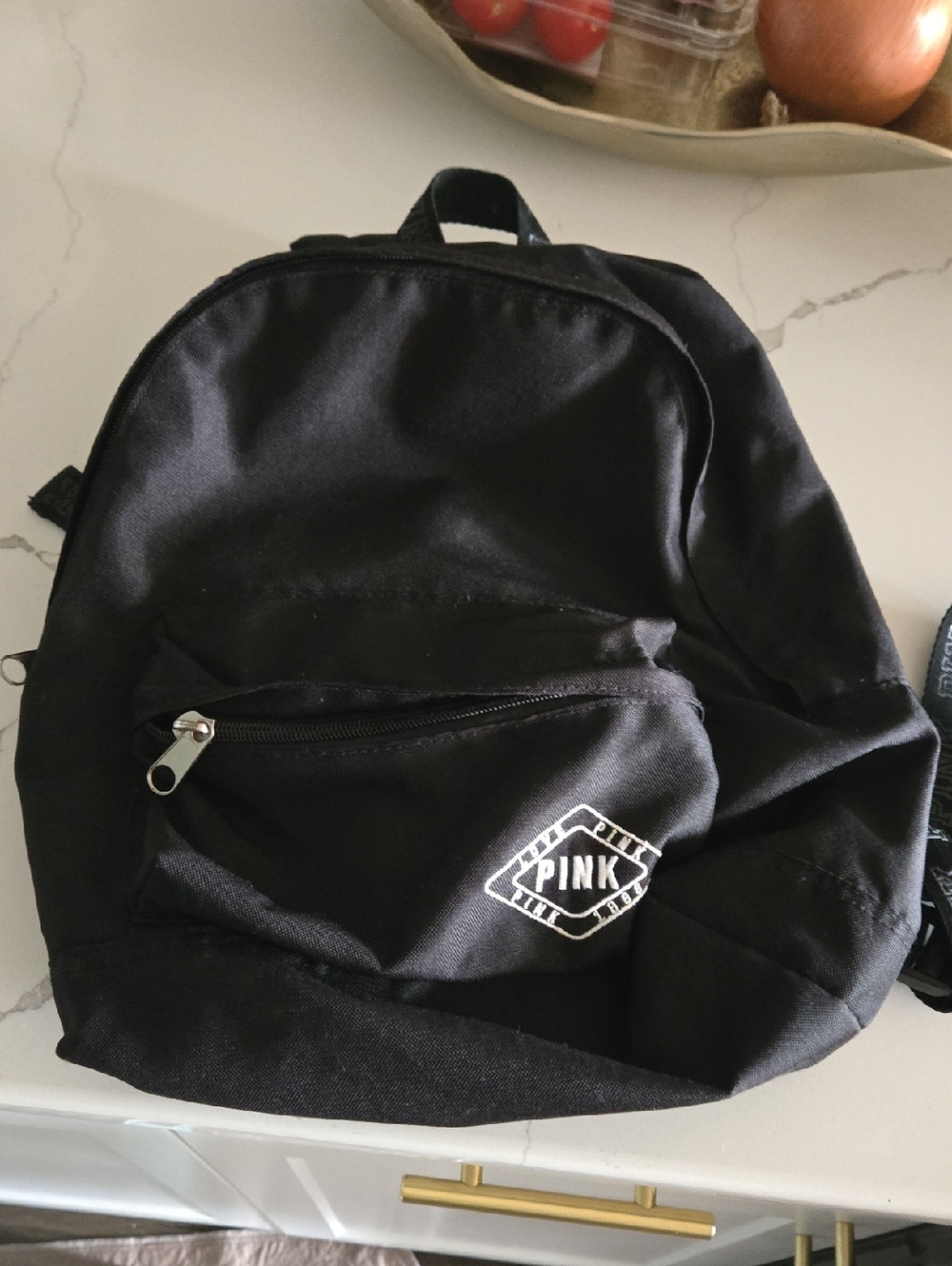 PINK Victoria's Secret Black Mini Backpack with Front Logo